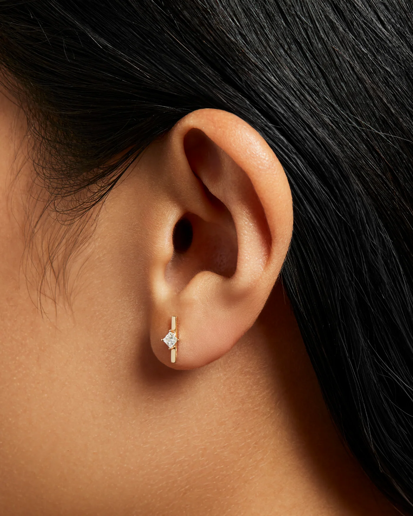 10K Gold Lab Grown Diamond Bar Stud Earrings - 0.22 CTW - Image 4