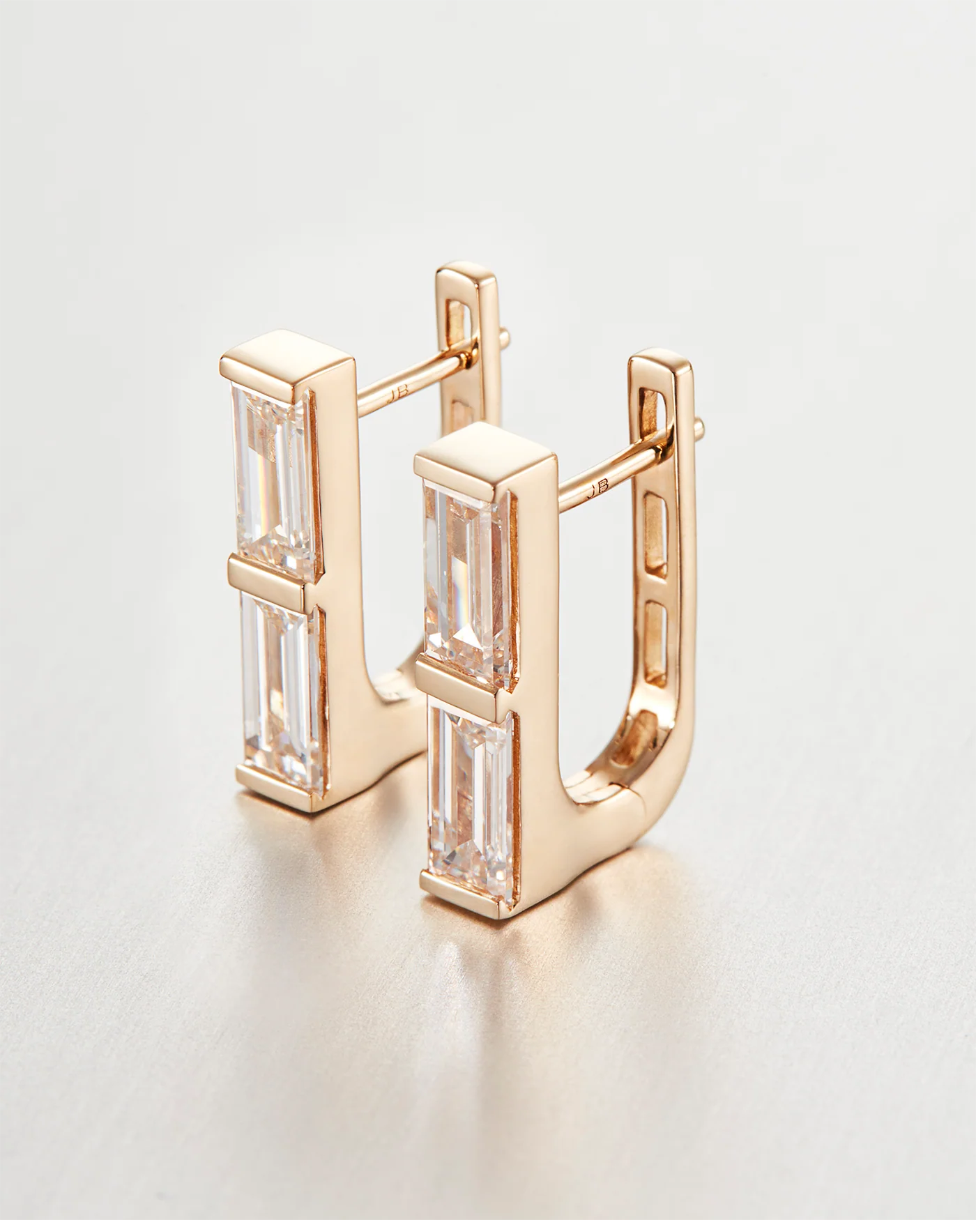 10K Gold Lab Grown Diamond Stacked Baguette Huggie Earrings - 1.60 CTW - Image 3