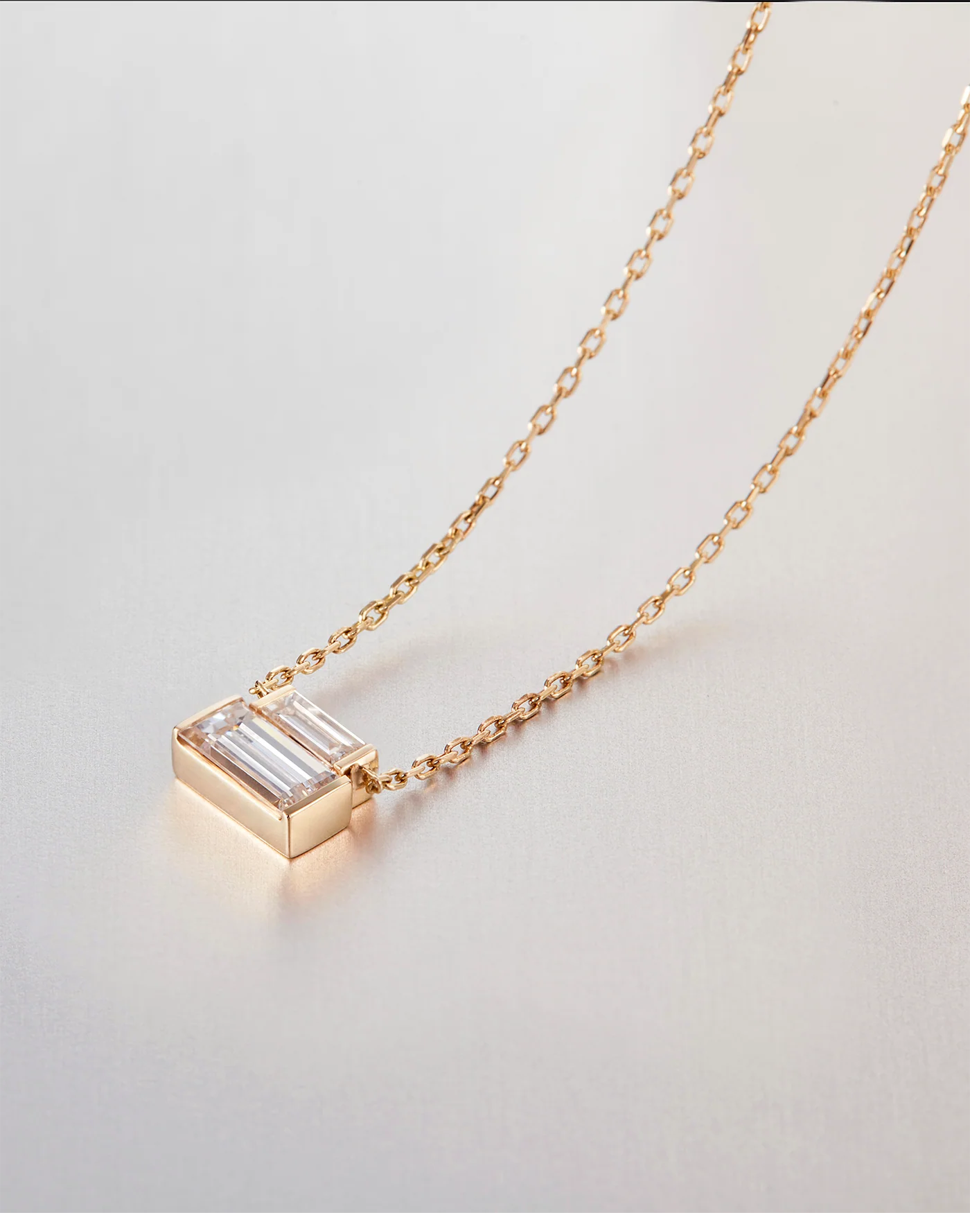 10K Gold Lab Grown Diamond Stacked Baguette Necklace - 0.30 CTW - Image 3