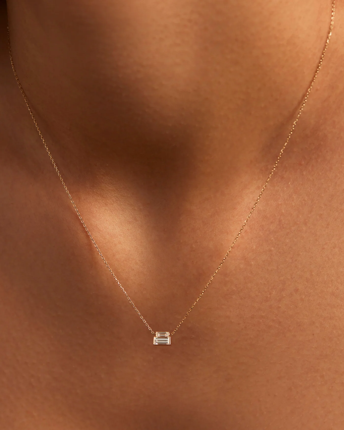 10K Gold Lab Grown Diamond Stacked Baguette Necklace - 0.30 CTW - Image 4