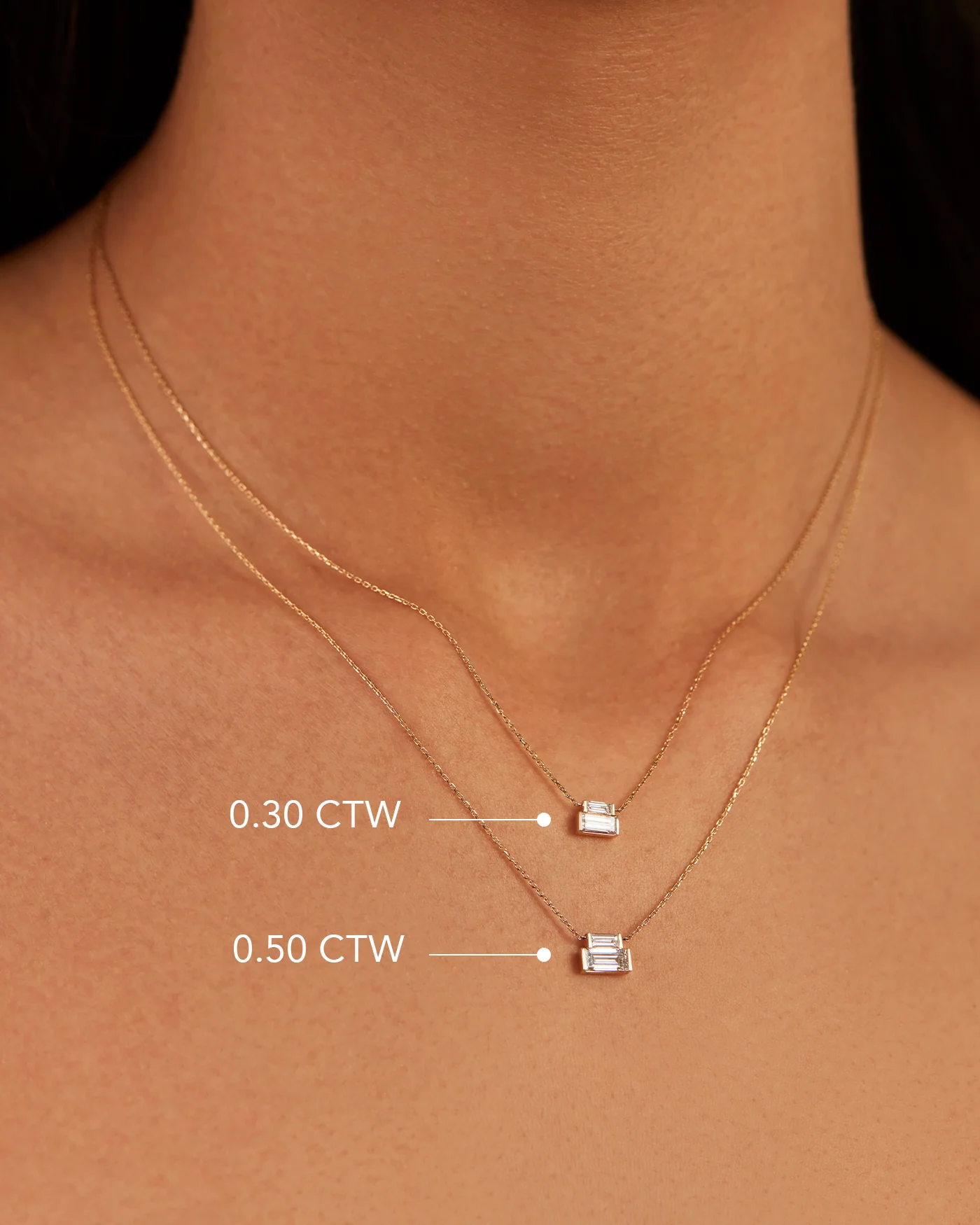 10K Gold Lab Grown Diamond Stacked Baguette Necklace - 0.30 CTW - Image 6