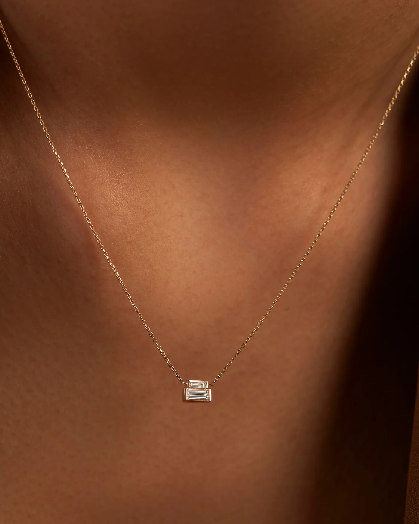 10K Gold Lab Grown Diamond Stacked Baguette Necklace - 0.50 CTW - Image 4