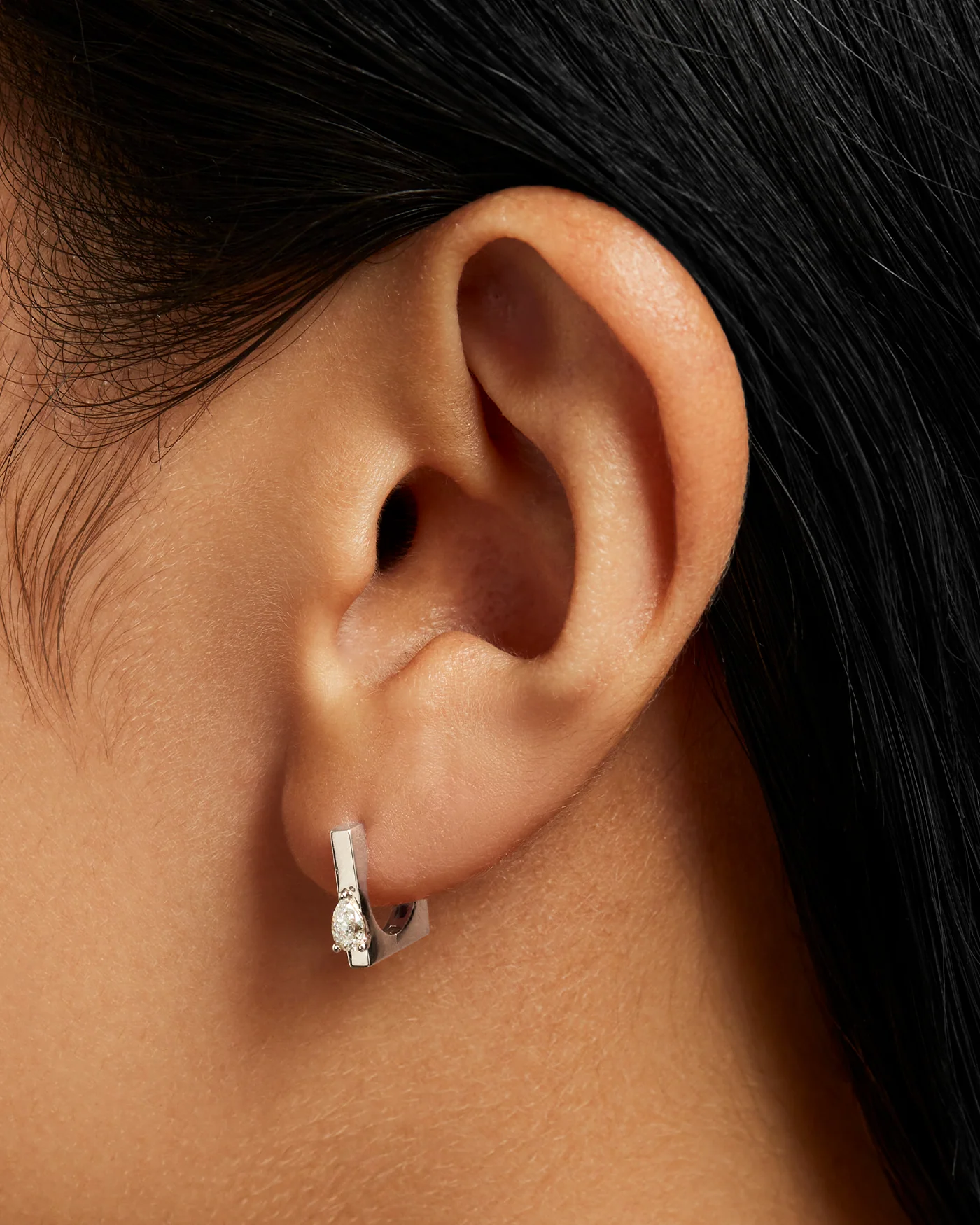 10K White Gold Lab Grown Diamond Huggie Earrings - 0.20 CTW - Image 2