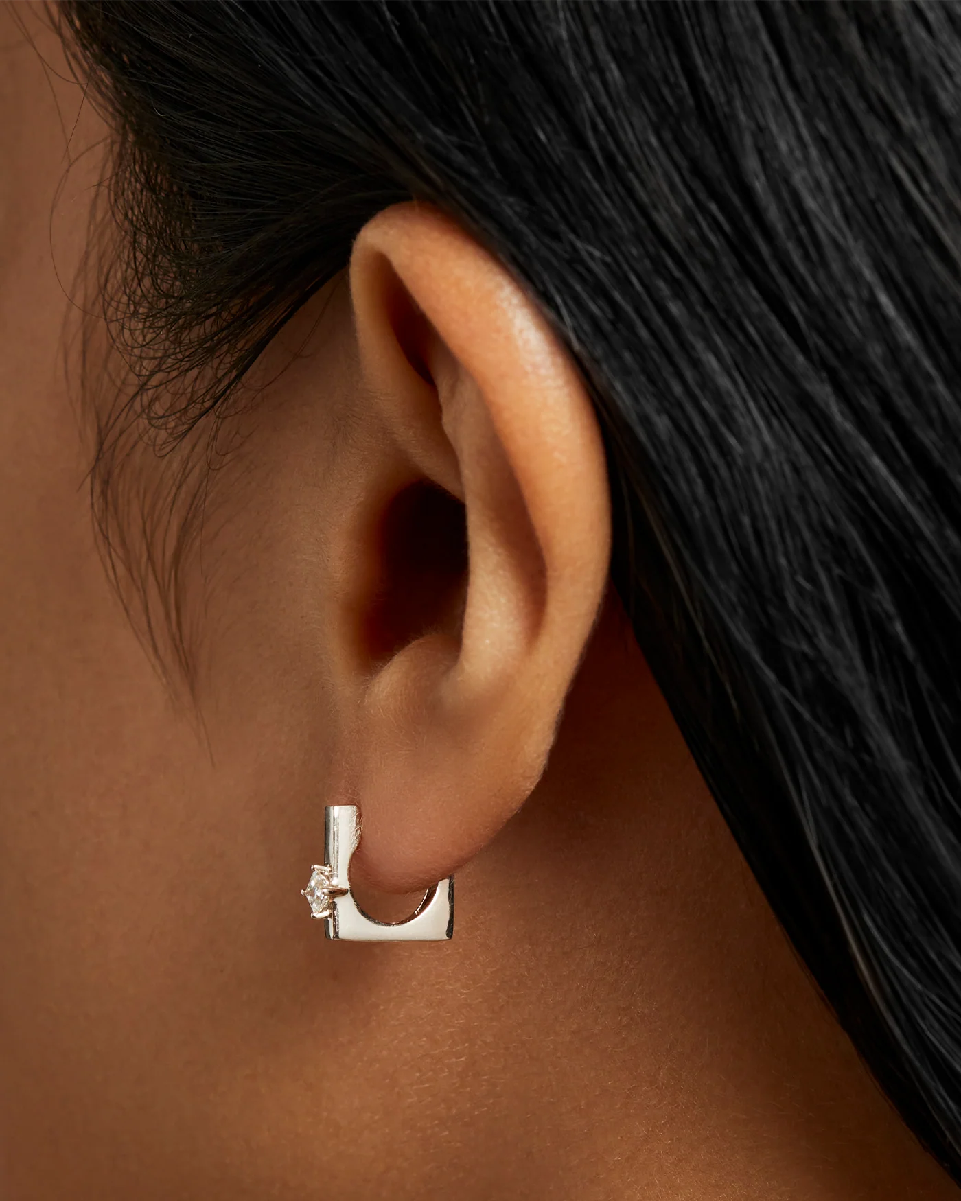 14K White Gold Lab Grown Diamond Huggie Earrings - 0.22 CTW - Image 4