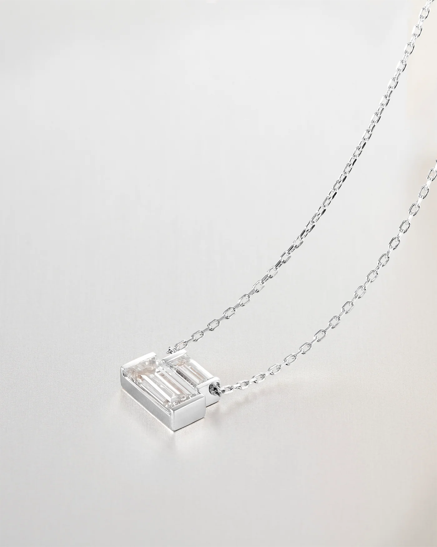 14K White Gold Lab Grown Diamond Stacked Baguette Necklace - 0.50 CTW - Image 3